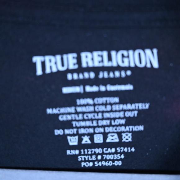 Handprinted Black True Religion Shirt – Medium, Spray-Painted Smilies - Picture 3 of 4